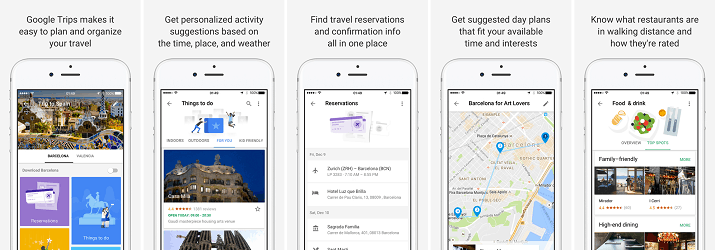 google trips app screenshots