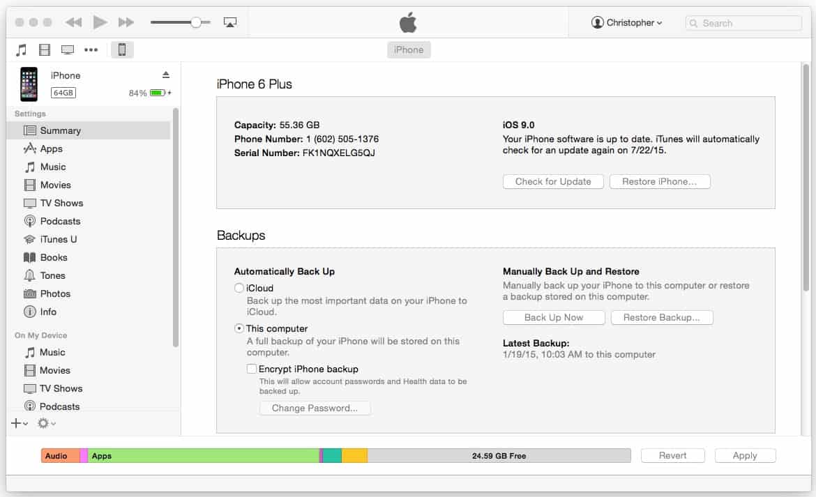 iPhone backup