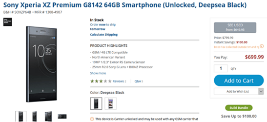 Sony Xperia XZ Premium shocking price