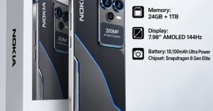 Nokia Thunder Max 2026 के स्पेसिफिकेशन्स: 200MP कैमरे, 24GB RAM, 18100mAh बैटरी!