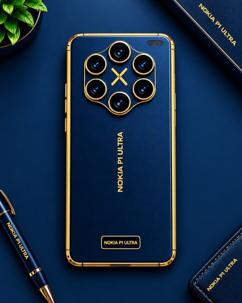 Nokia P1 Ultra 2026 Navy & Gold Specs: 250MP Cameras, 18100mAh Battery!