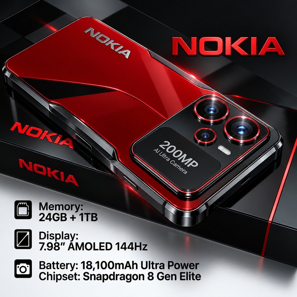 Nokia Thunder Edge 2026 Specs: 200MP Cameras, 24GB RAM, 18100mAh Battery!